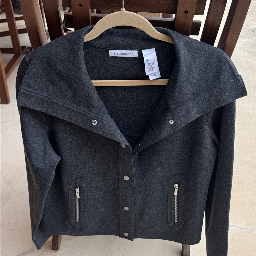 Liz Claiborne Charcoal Button-Up Jacket